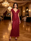 Vestido rojo talle S/M tela de encaje con hermoso escote en V