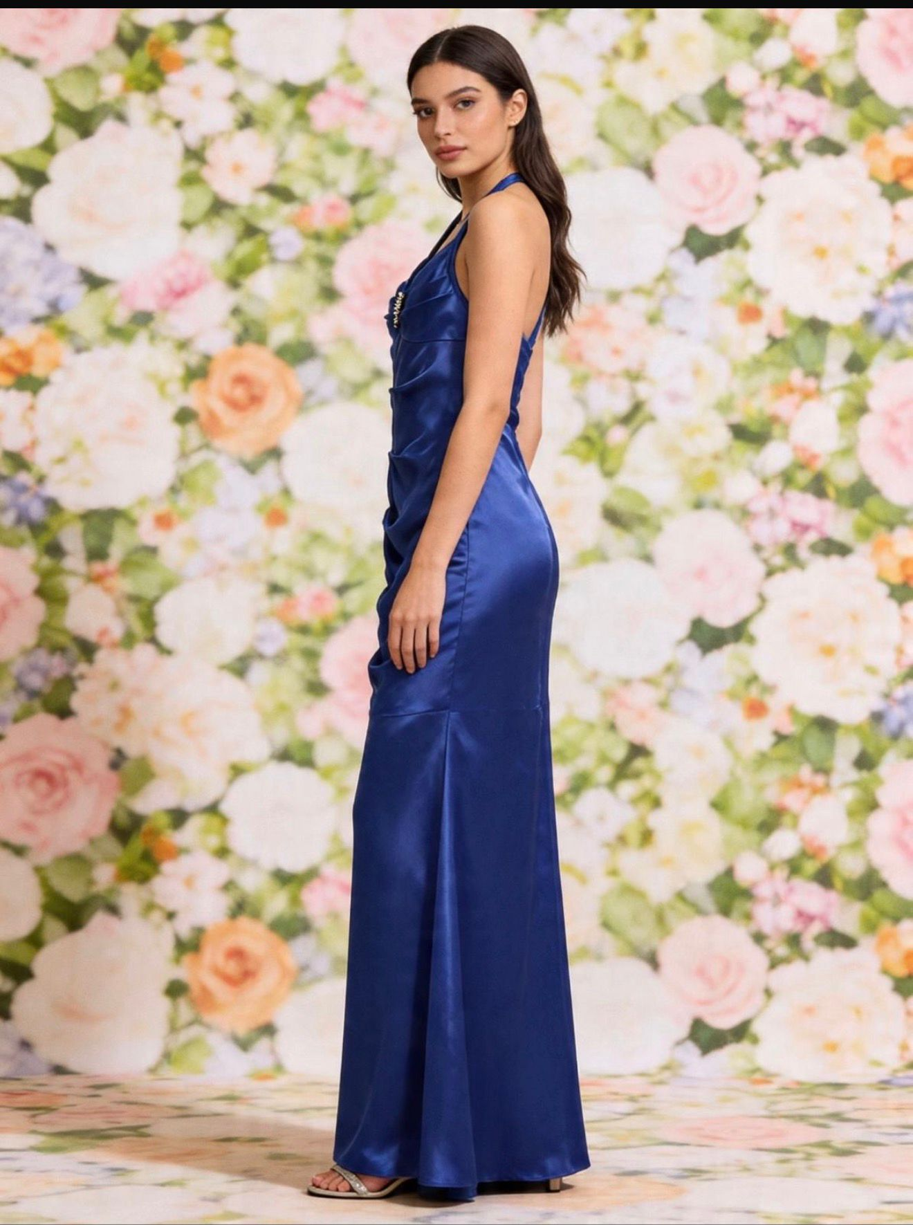 Vestido de Gala Satén Azul Real