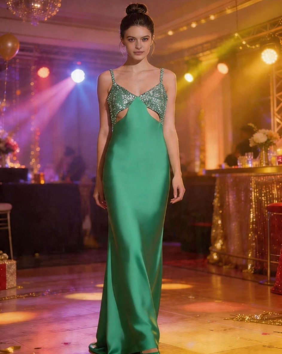 Vestido de Gala Verde Neón