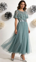 Vestido de Gala Azul Verdoso